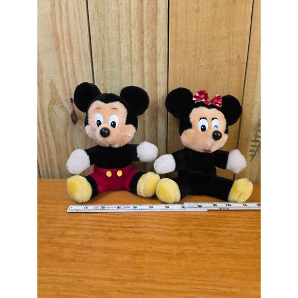 Vintage Mickey & Minnie Mouse Plush Dolls 6" Tall Collectible Disney Characters - Picture 2 of 4
